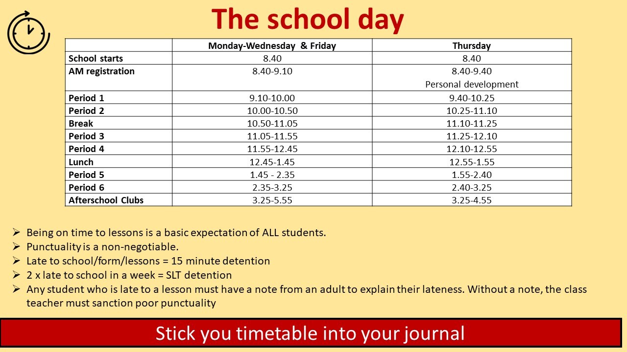 The school day 2025